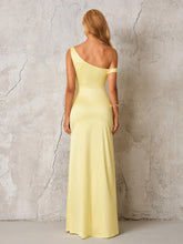 One Shoulder Backless Satin Maxi Dress